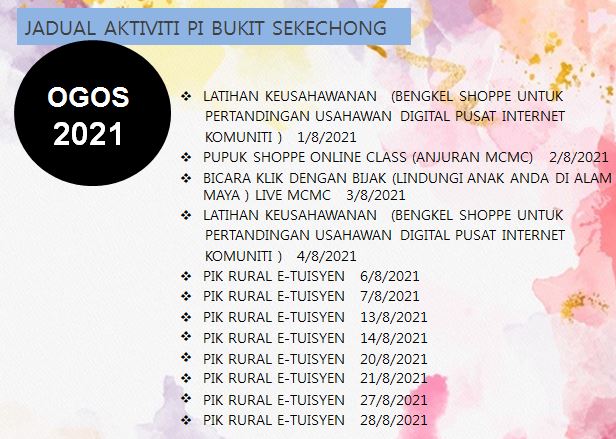 JADUAL AKTIVITI OGOS 2021