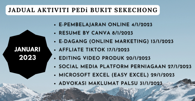 JADUAL AKTIVITI PEDi BUKIT SEKECHONG