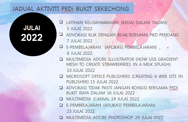 JADUAL AKTIVITI JULAI 2022